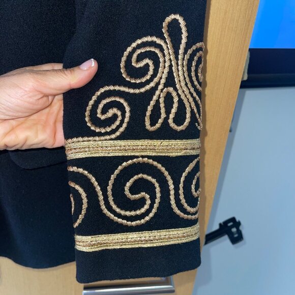 Lew Magram Collection Vintage Womens Blazer Size 12 Black Nautical Military - Picture 5 of 11